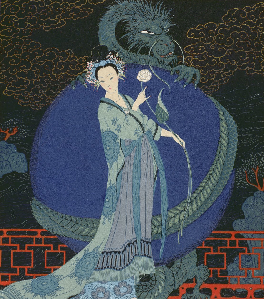 Lady with a Dragon by Georges Barbier