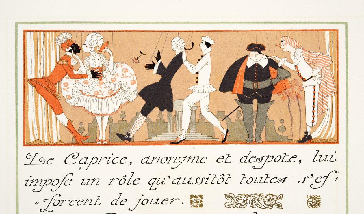 Le Caprice, from Personages de Comedie, pub. 1922 by Georges Barbier