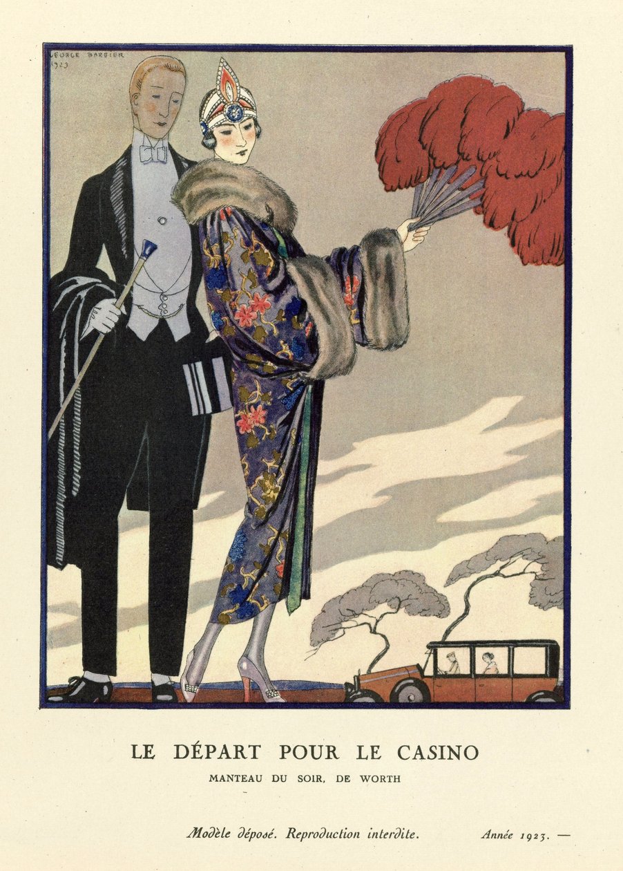 Le Départ pour le Casino, pub. 1923 by Georges Barbier