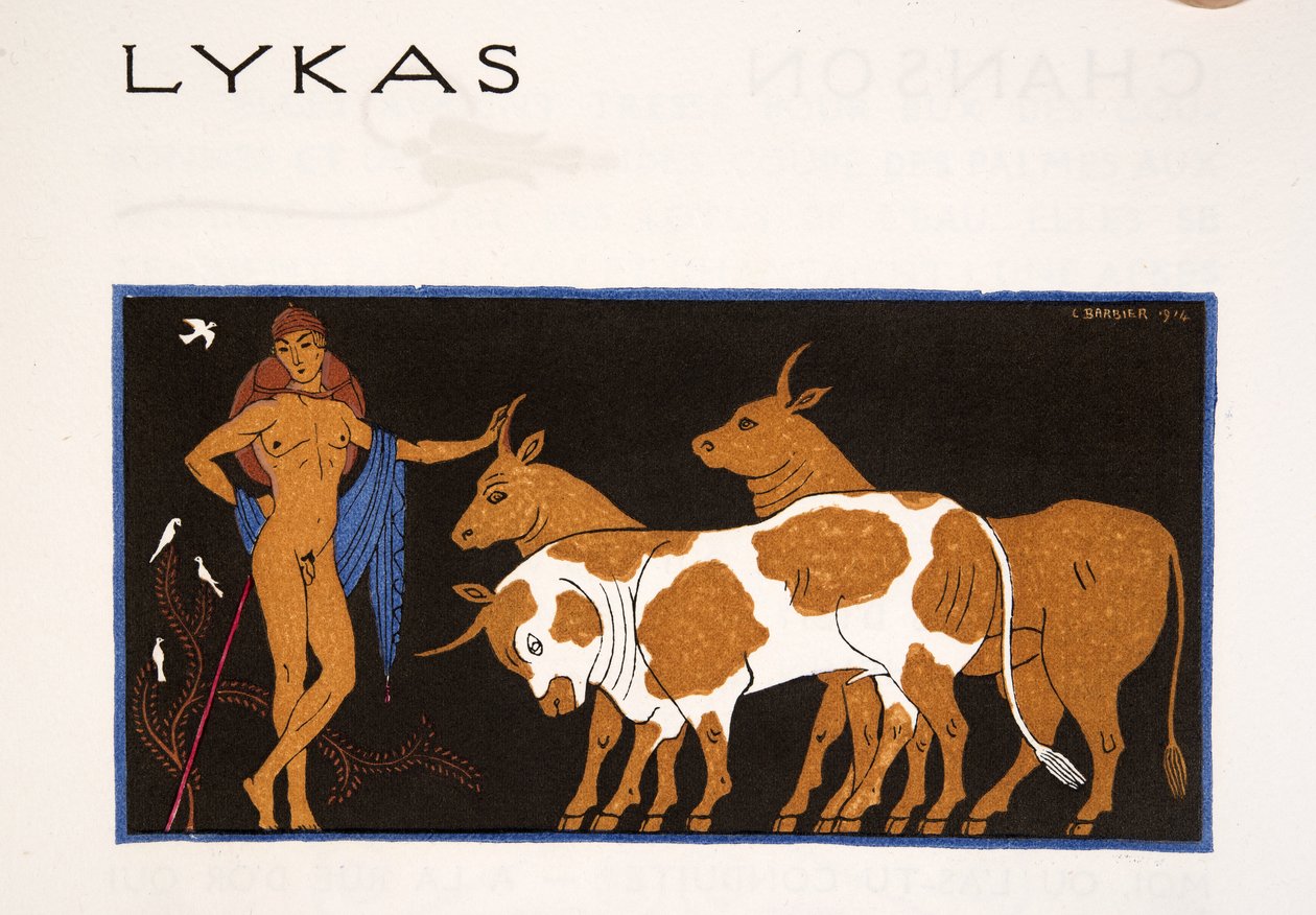 Lykas, illustration from Les Chansons de Bilitis, by Pierre Louys, pub. 1922 by Georges Barbier