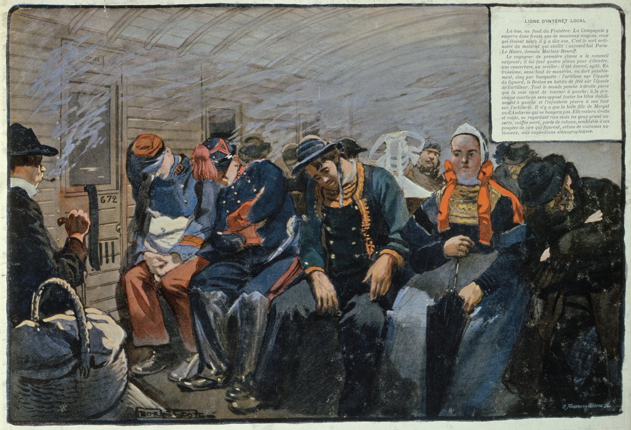 A third class railway carriage in Brittany, France by Georges Bertin Scott