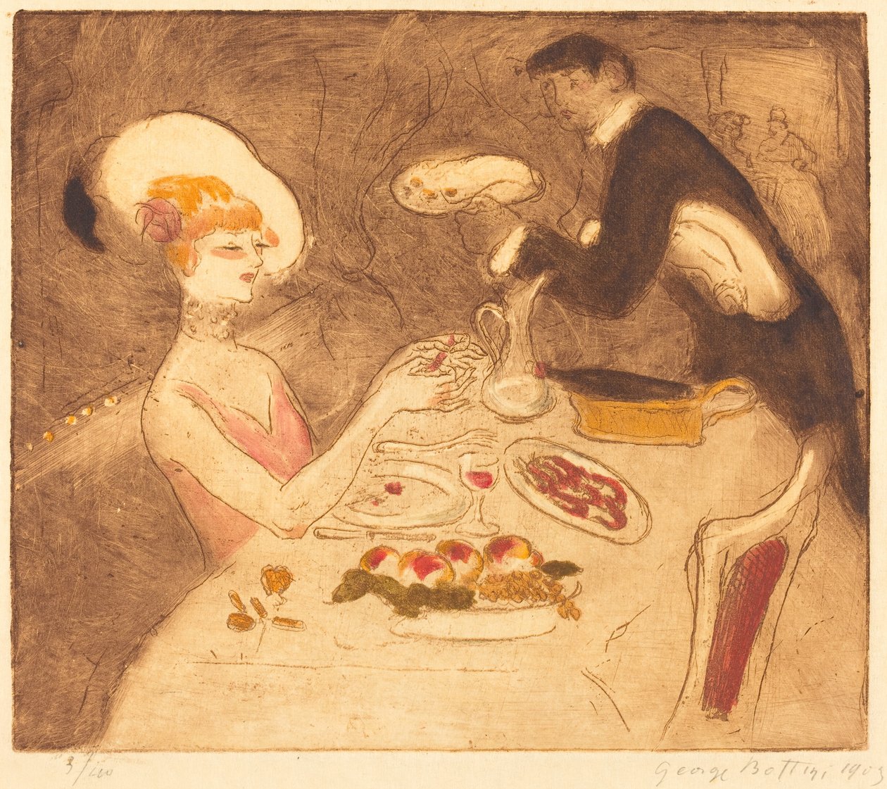 Woman Having Supper by Georges Bottini