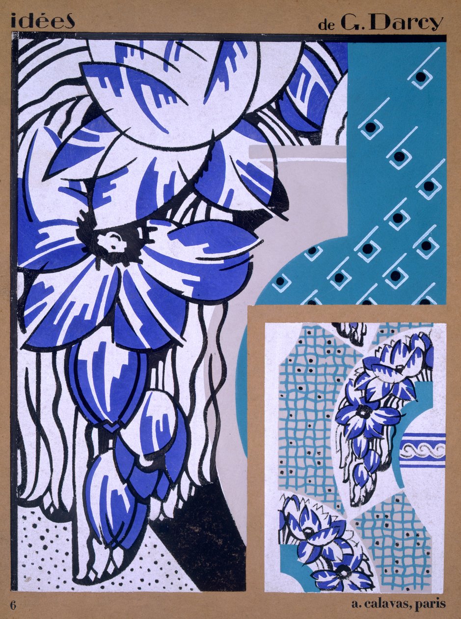 Wallpaper design, from Idees, published by A. Calavas, Paris, c.1925 by Georges Darcy