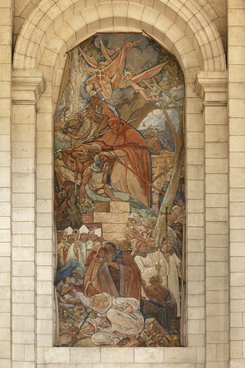 Cathedral, Former Abbey Church, Interior, South Transept, Wall Painting by Georges Desvallieres
