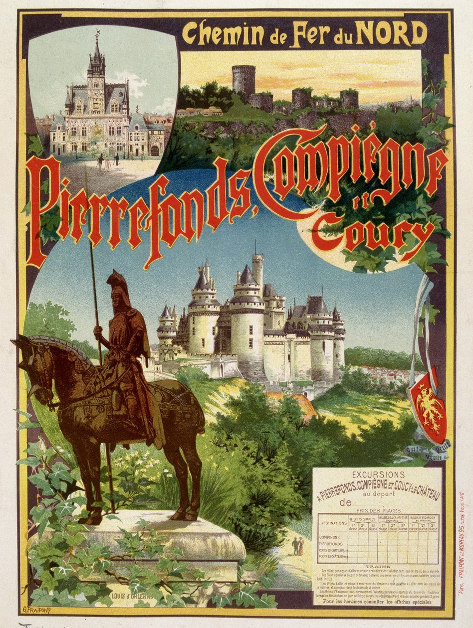 Pierrefonds, Compiègne and Coury - Advertising poster of the Railways du Nord, by G. Fraipont by Georges Fraipont