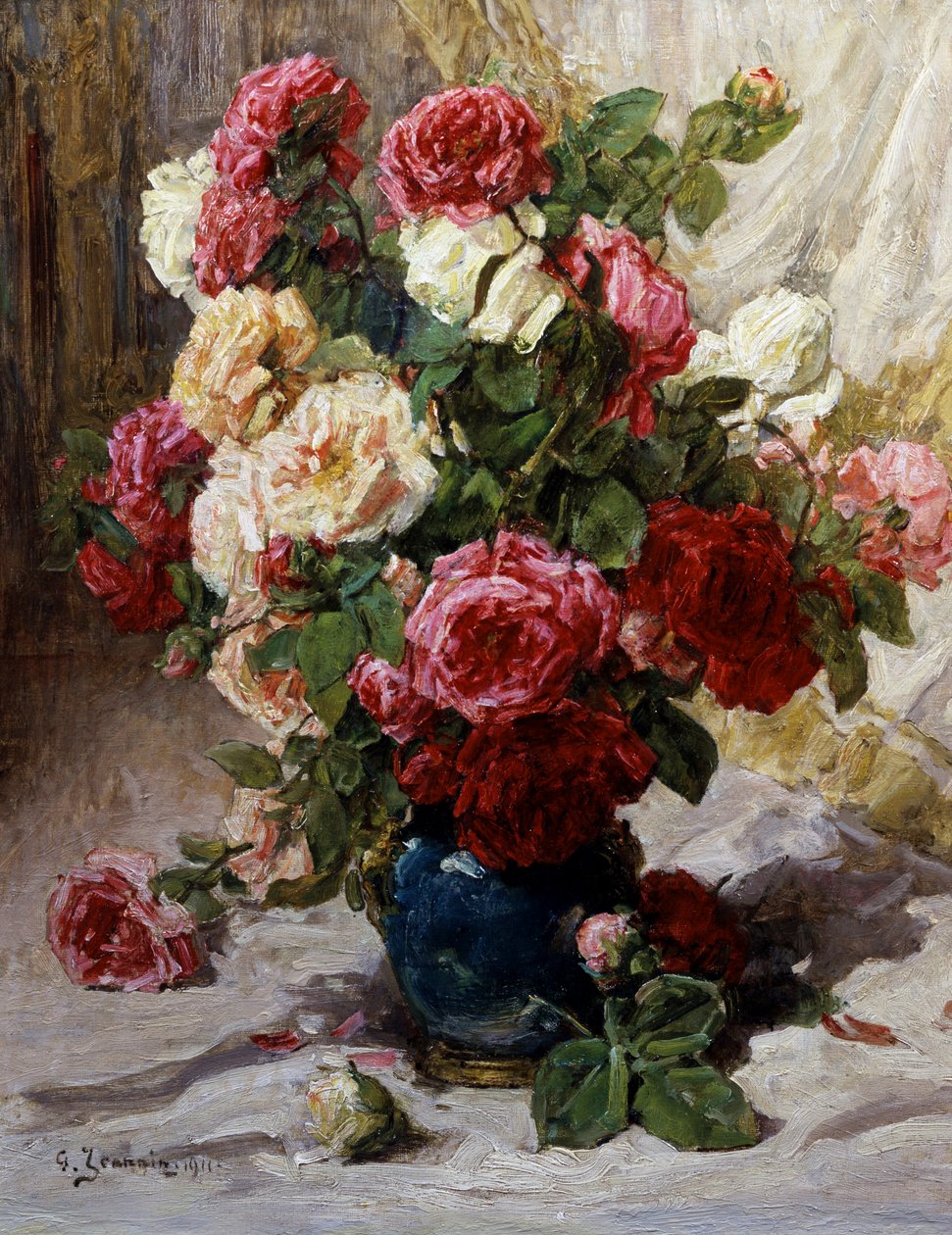 Still Life of Roses in a Vase by Georges Jeannin