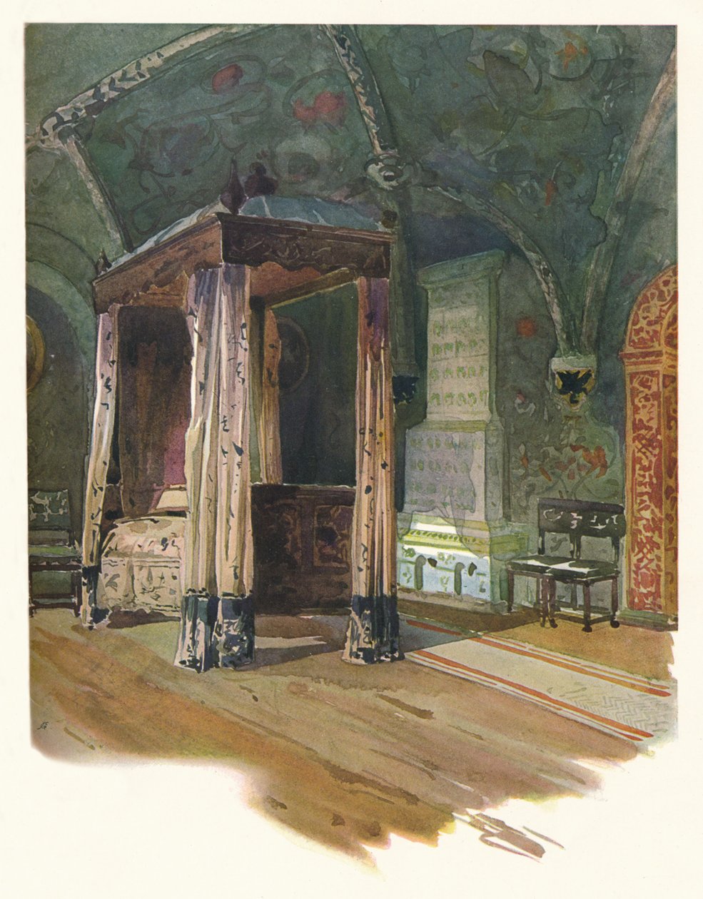 Bedroom of Czar Alexis Michaelovitch, in the Kremlin, Moscow by Georges Kossiakoff
