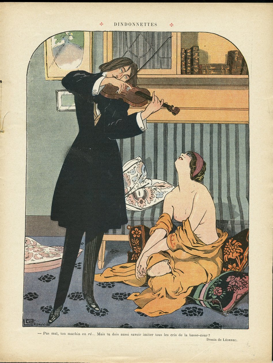 Illustration by Georges Leonnec in Le Rire - Turkey - Music, Violin by Georges Leonnec