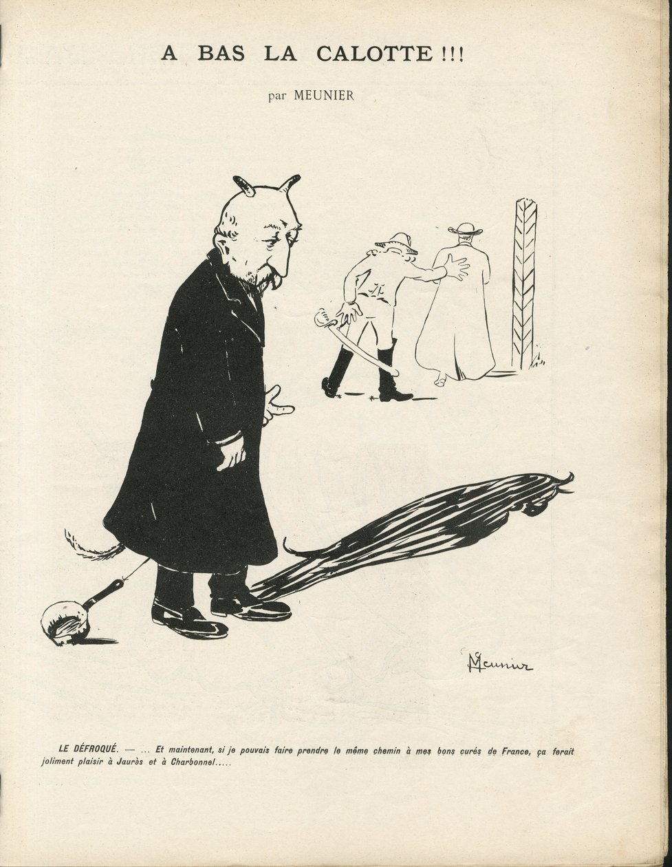 Illustration of Georges Meunier in Le Panache, Royalist Magazine, 20/01/04 - Royalism, Religion Faith - Combes Emile, Devil - Animalisation by Georges Meunier