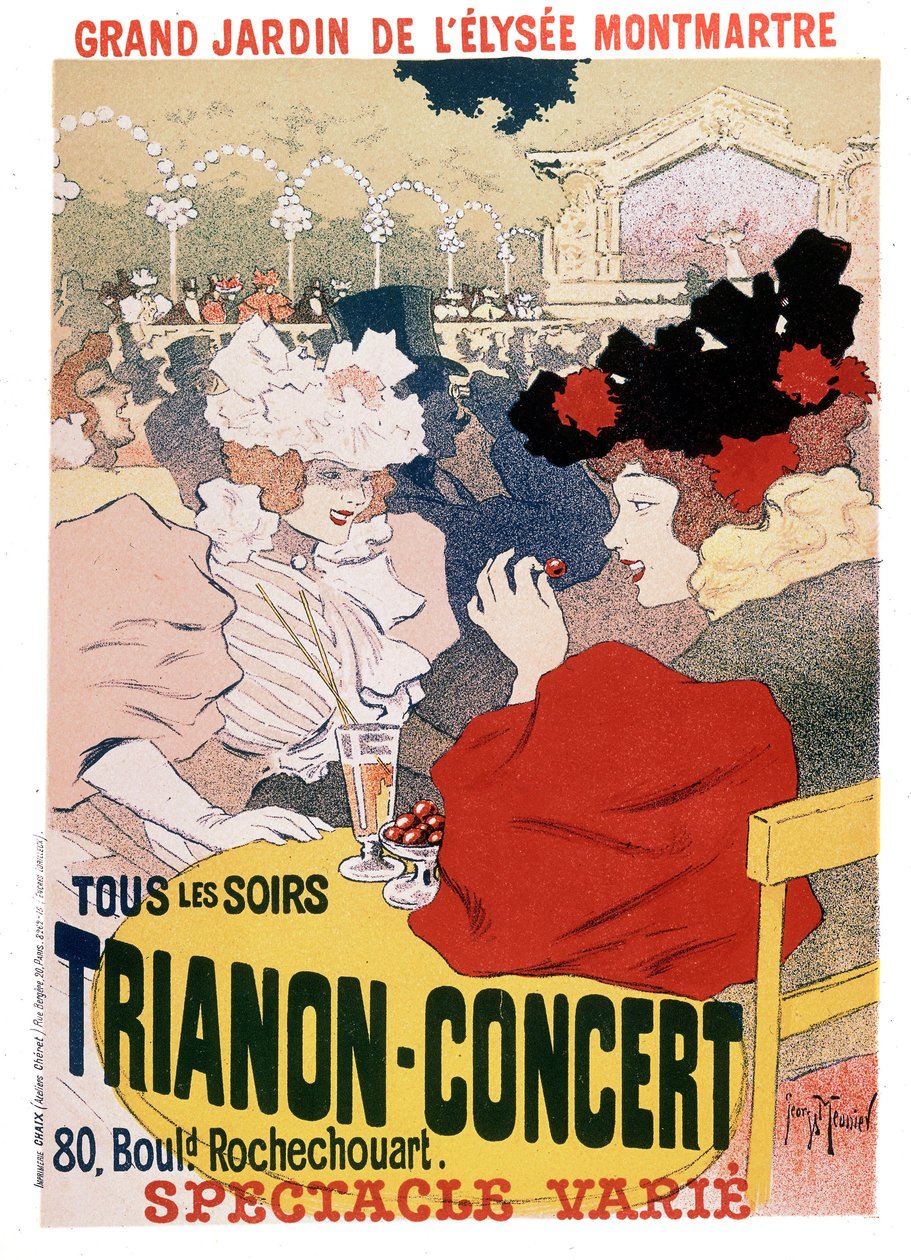 Poster for the Shows at Trianon Concert in the Garden of Parisian Cabaret Elysee Montmartre by Georges Meunier