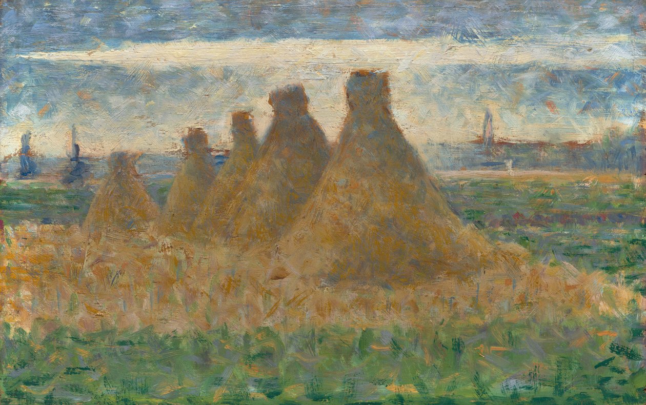 Haystacks, c. 1882 by Georges Pierre Seurat