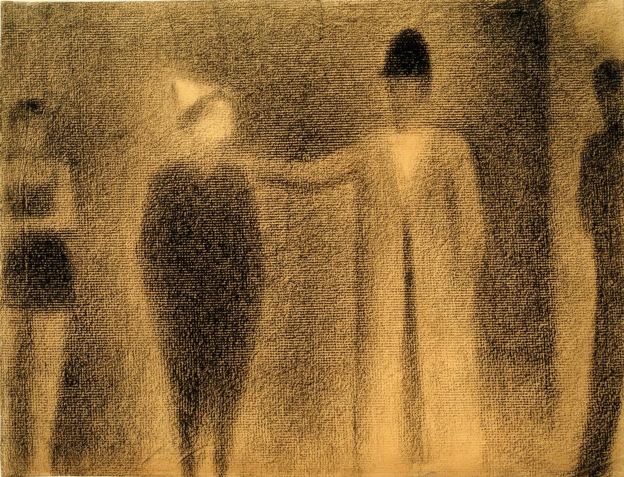 Clown and Three Figures (Study) by Georges Seurat