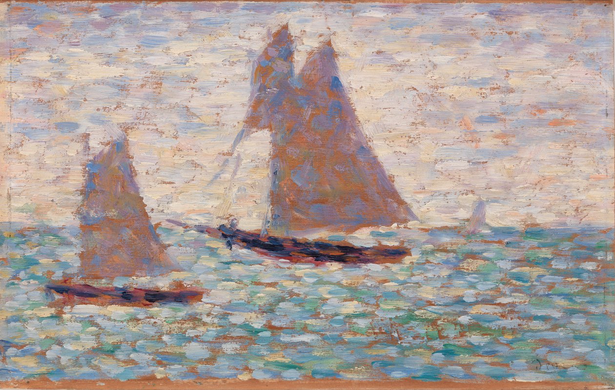 Two Sailboats at Grandcamp by Georges Seurat