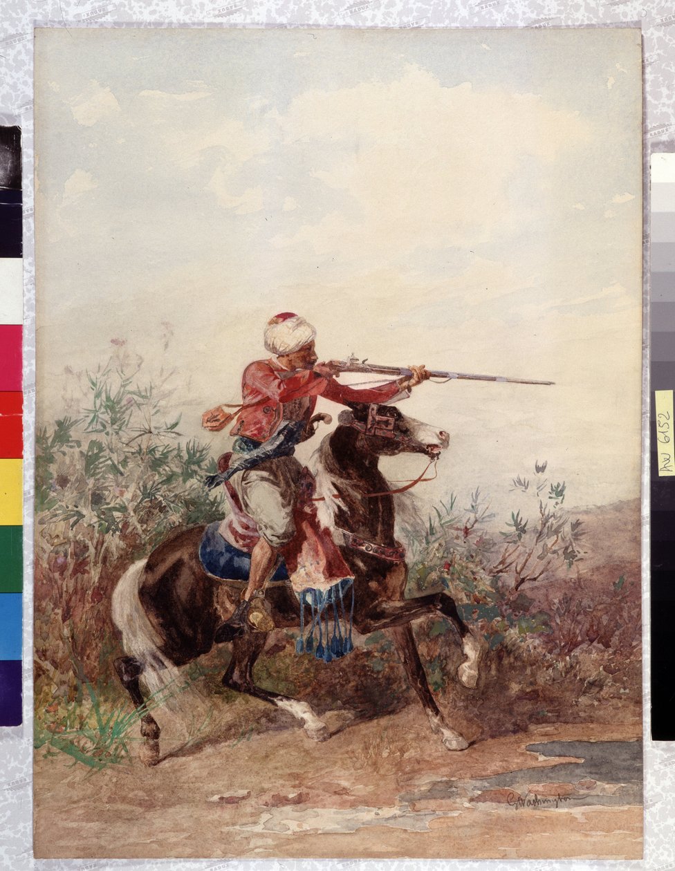 Horseman Pulling a Horse by Georges Washington