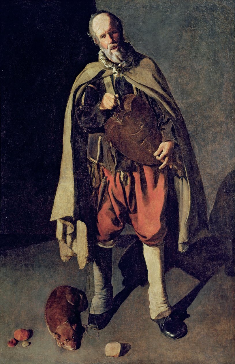 The Hurdy Gurdy Player with his Dog, 1620s by Georges de La Tour