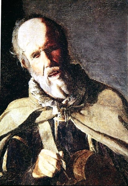 The Hurdy Gurdy Player with his Dog (detail) by Georges de La Tour