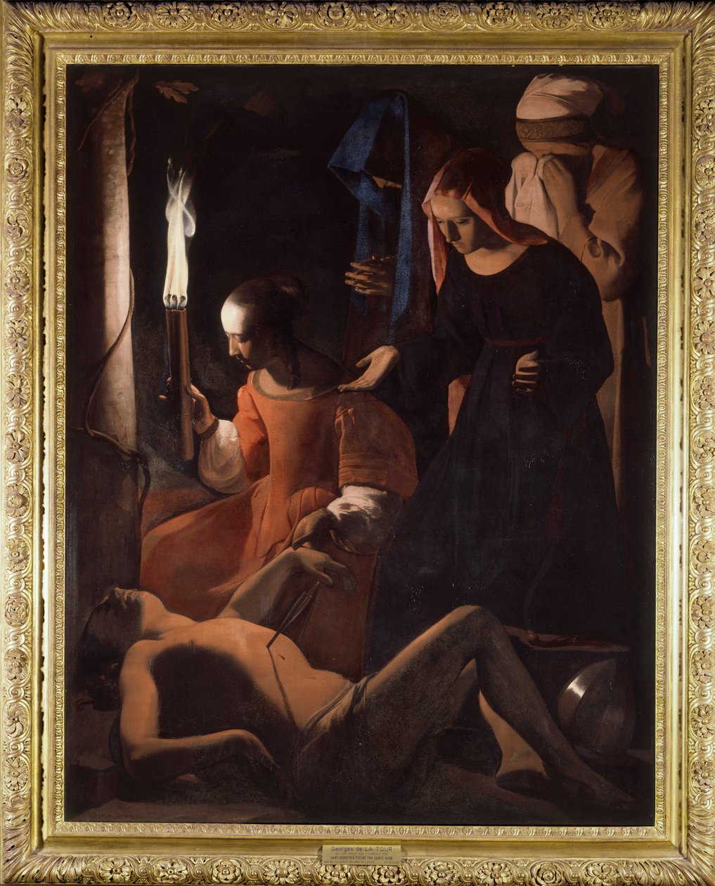 Saint Sebastian is Being Treated by Saint Irene by Georges de La Tour