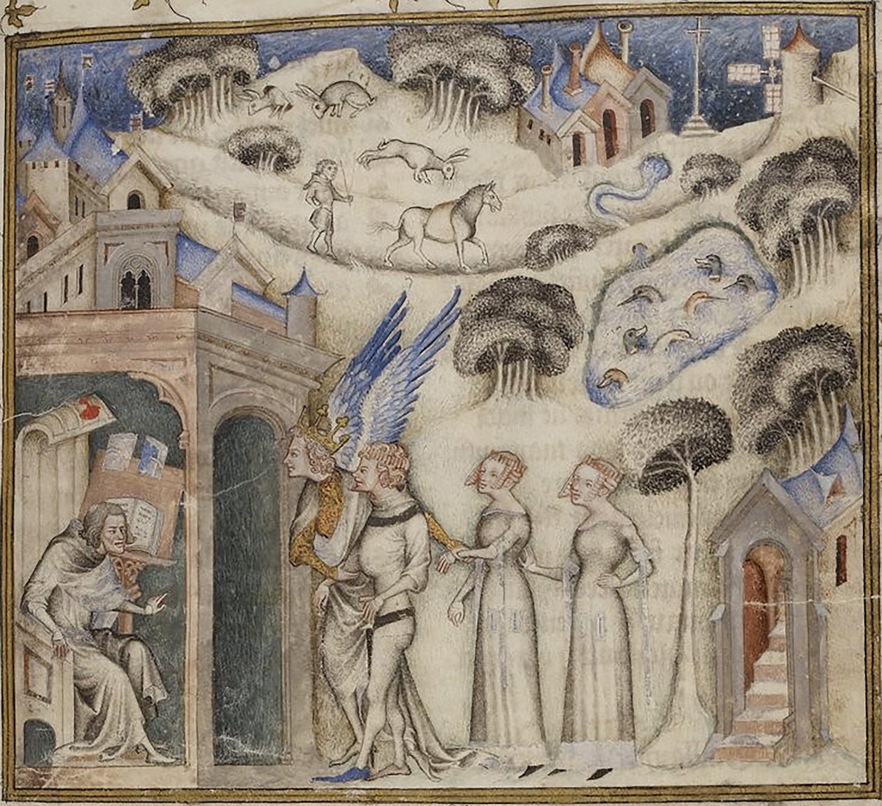 Amour Leading His Children Sweet Thought, Pleasure and Hope to Guillaume de Machaut by Georgia Levan Ramishvili from Tbilisi