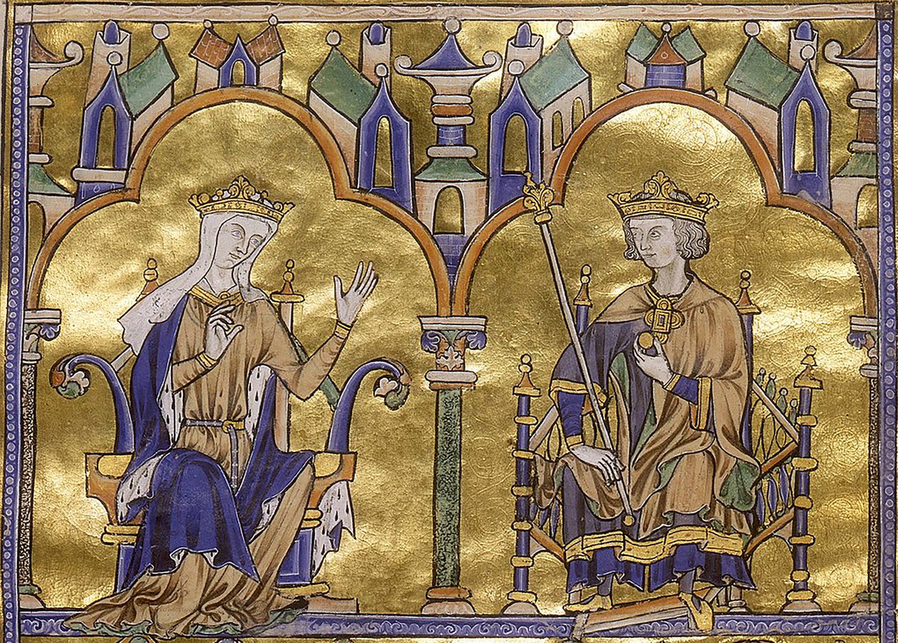 Blanche of Castile and King Louis IX of France, from Toledo Moralized Bible of St Louis, circa 1227-1234 by Georgia Levan Ramishvili from Tbilisi