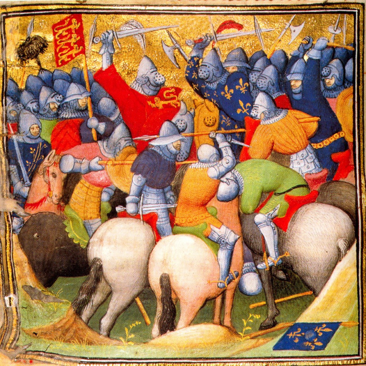 English Fighting the French Knights at the Battle of Crécy in 1346 by Georgia Levan Ramishvili from Tbilisi