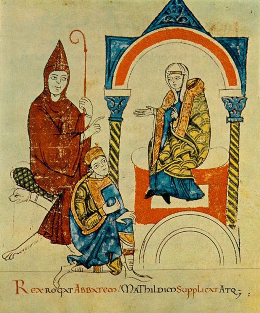 King Henry IV prays to Abbot Hugh of Cluny and pleads with Matilda of Canossa, from Vita Mathildis, c. 1115 by Georgia Levan Ramishvili from Tbilisi