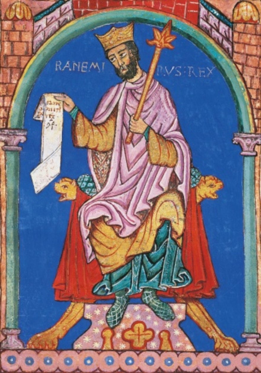 King Ramiro II of Leon, miniature from the Index of Royal Privileges, Spain 12th Century by Georgia Levan Ramishvili from Tbilisi