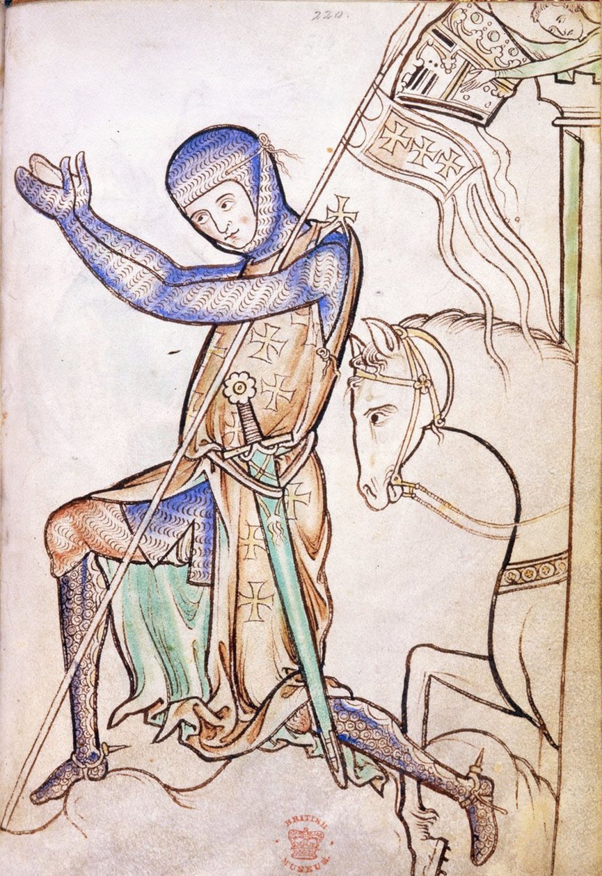 Kneeling Knight from Westminster Psalter, 13th Century by Georgia Levan Ramishvili from Tbilisi