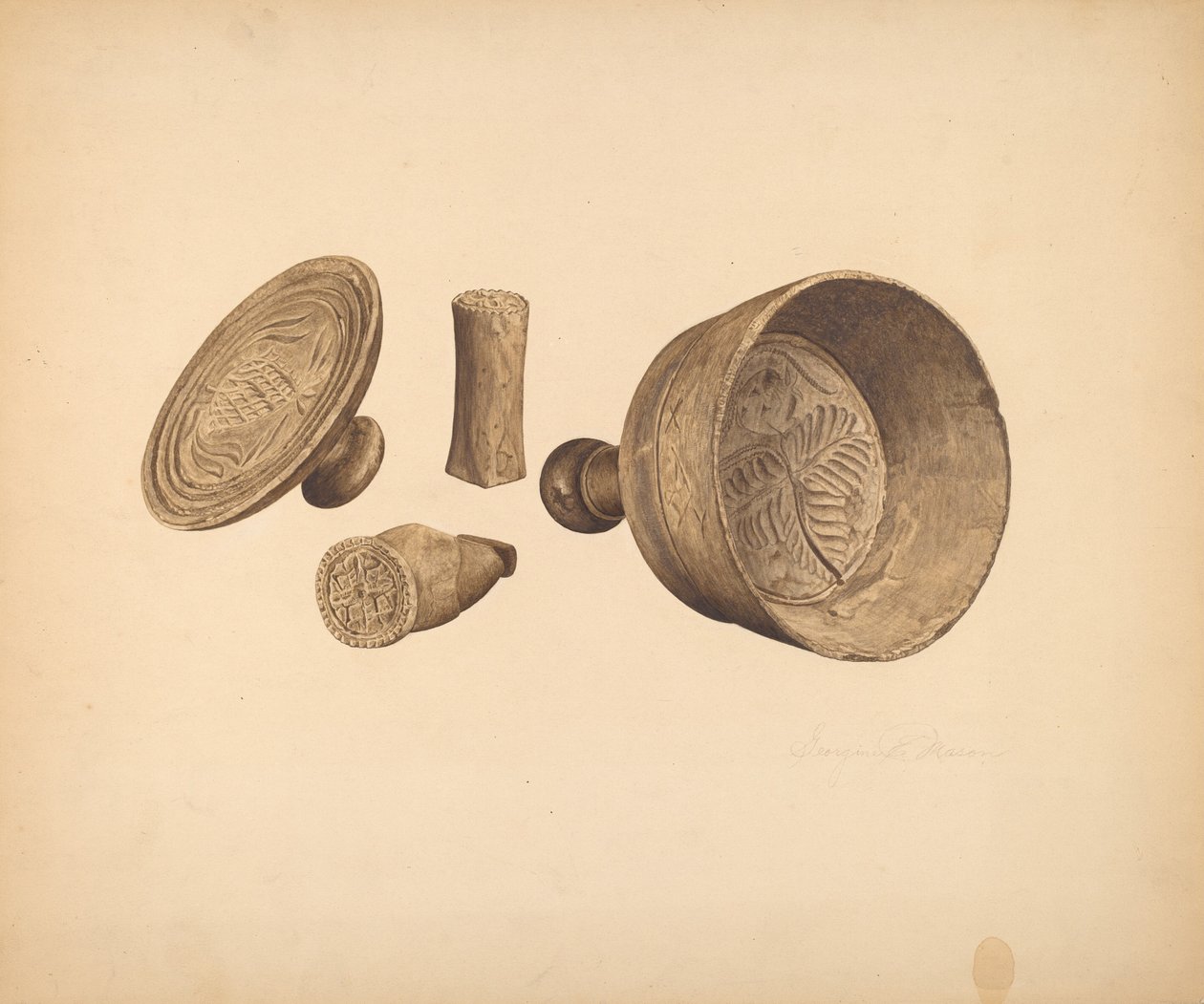 Butter Print and Mold by Georgine E. Mason