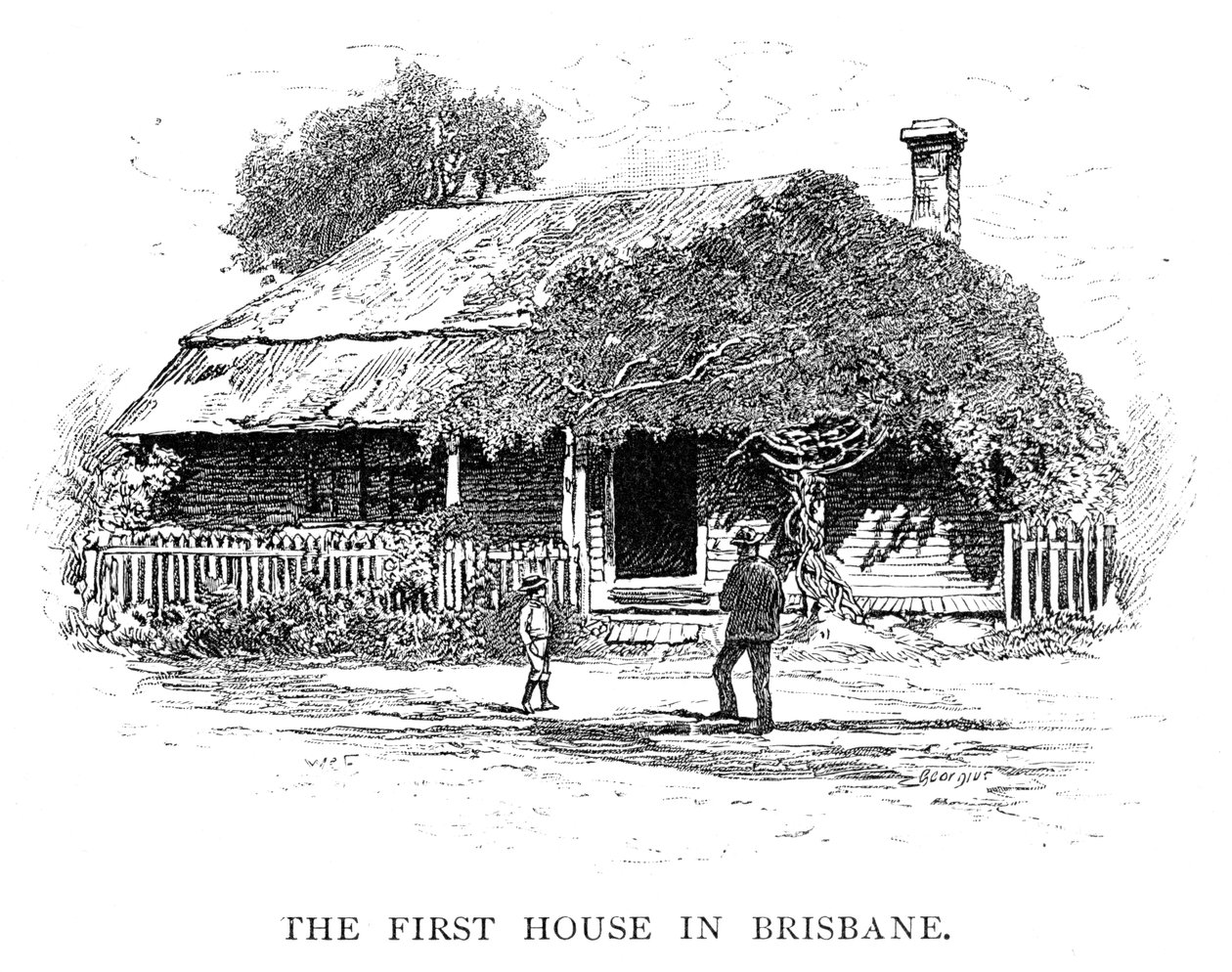 The First House in Brisbane, Australia, 1886 by Georgius