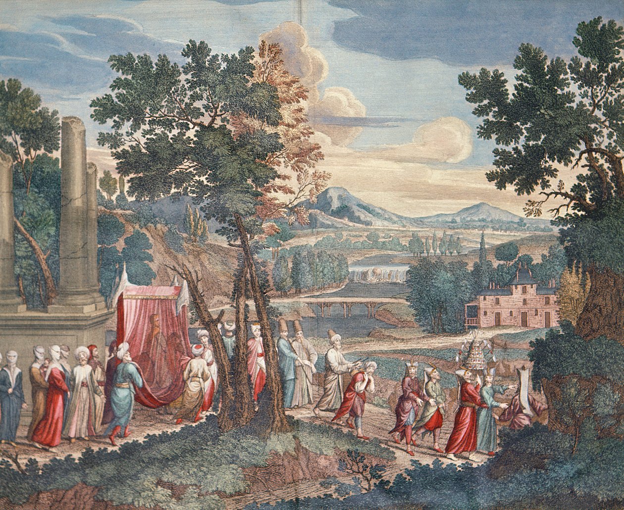 Turkish marriage procession, 1712-13 by Gerard Jean Baptiste Scotin