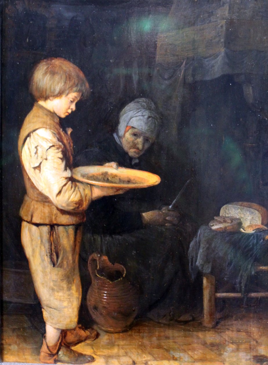 Old Woman and Boy Sharing a Simple Meal by Gerard ter Borch