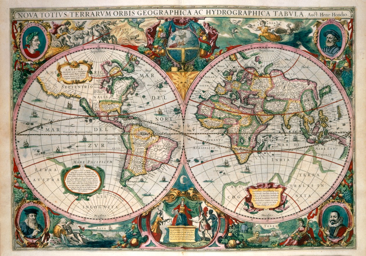 World Map, Amsterdam 1633 by Gerard (after) Mercator
