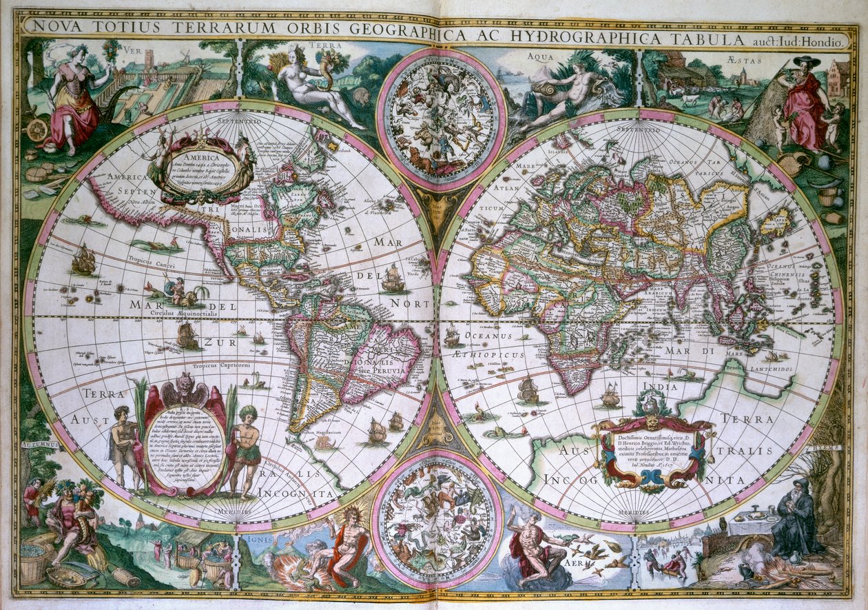 World Map. Nova Totius Terrarum Orbis by Gerard (after) Mercator