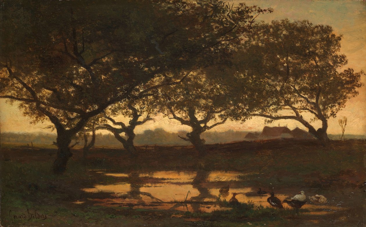 Woodland Pond at Sunset by Gerard Bilders