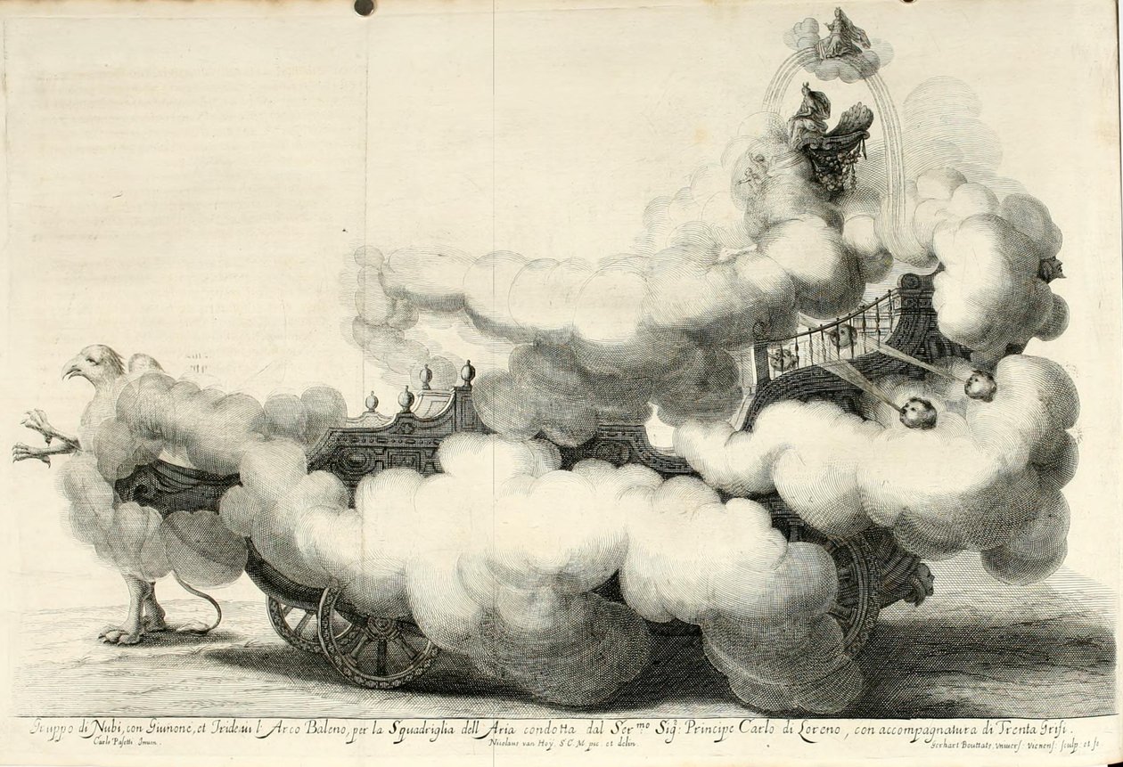 Sieg-Streit dess Lufft vnd Wassers. Freuden-Fest zu Pferd - The Chariot (1667) by Gerard Bouttats