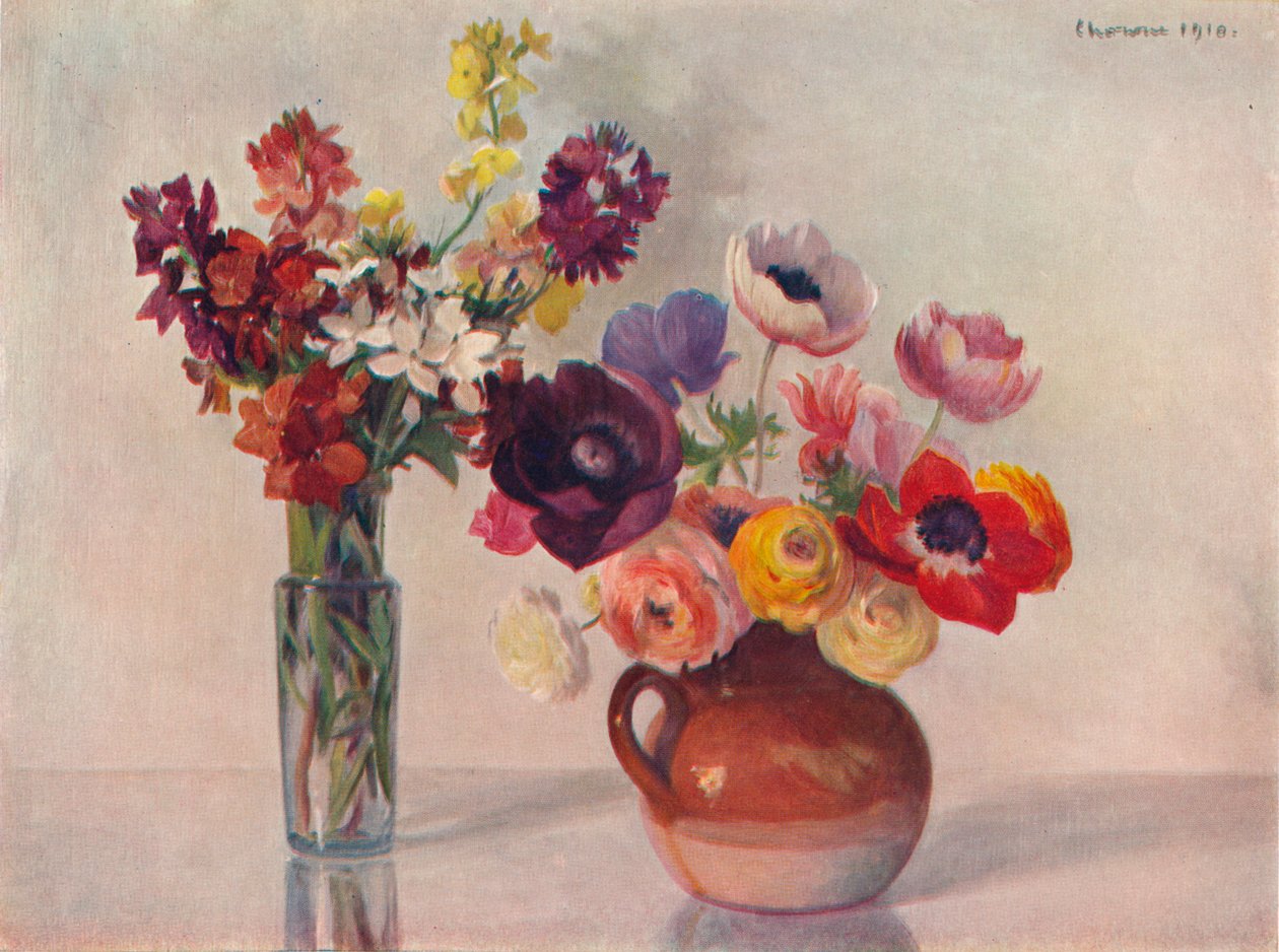 Anemones and Wallflowers by Gerard Chowne