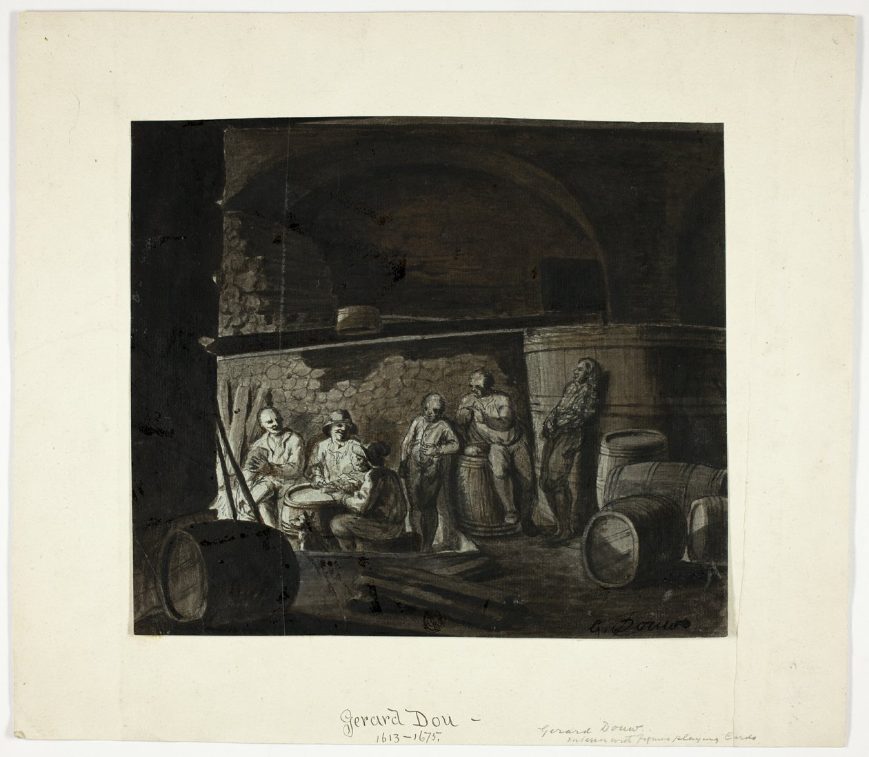 Wine Cellar with Men Playing Cards by Gerrit Dou
