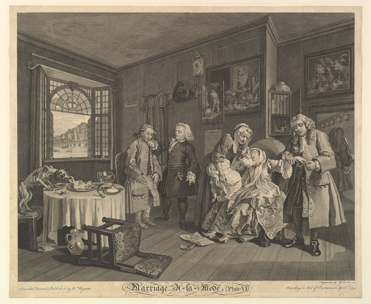 Marriage A-la-Mode, Plate VI by Gerard Jean Baptiste Scotin