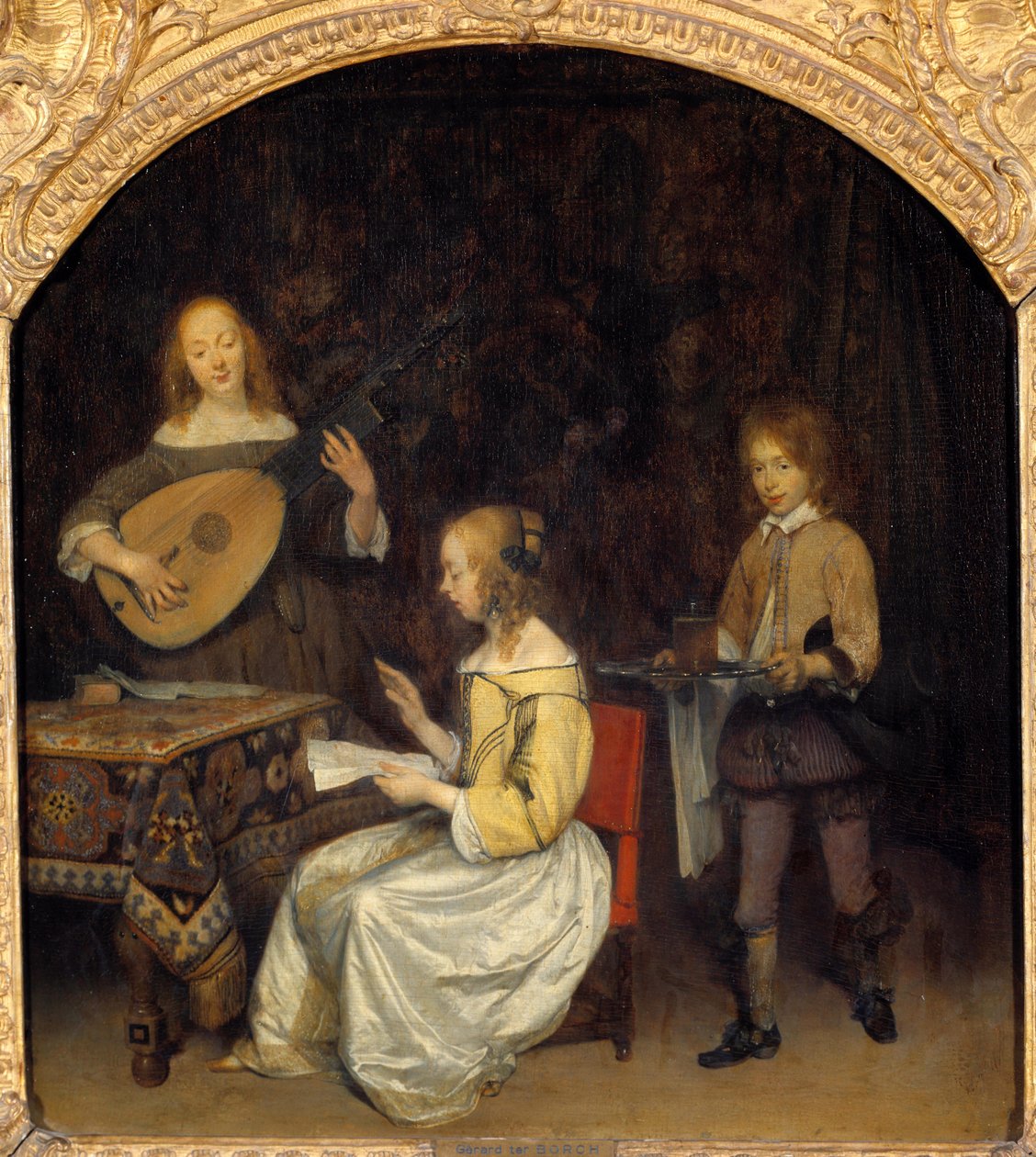 The Concert: Singer and Player of Lute Theorbo by Gerard ter Borch
