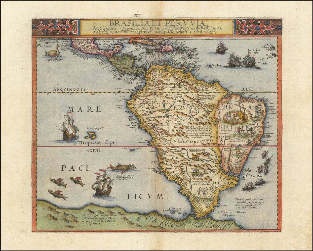 Map of South America, 1593 by Gerard de Jode