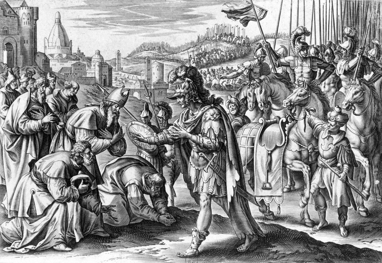 Saint Loup, bishop of Troyes getting Attila by Gerard de Jode
