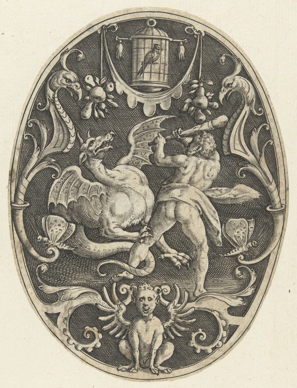 Flat Decoration: Hercules Kills the Dragon Ladon by Gerard de Jode