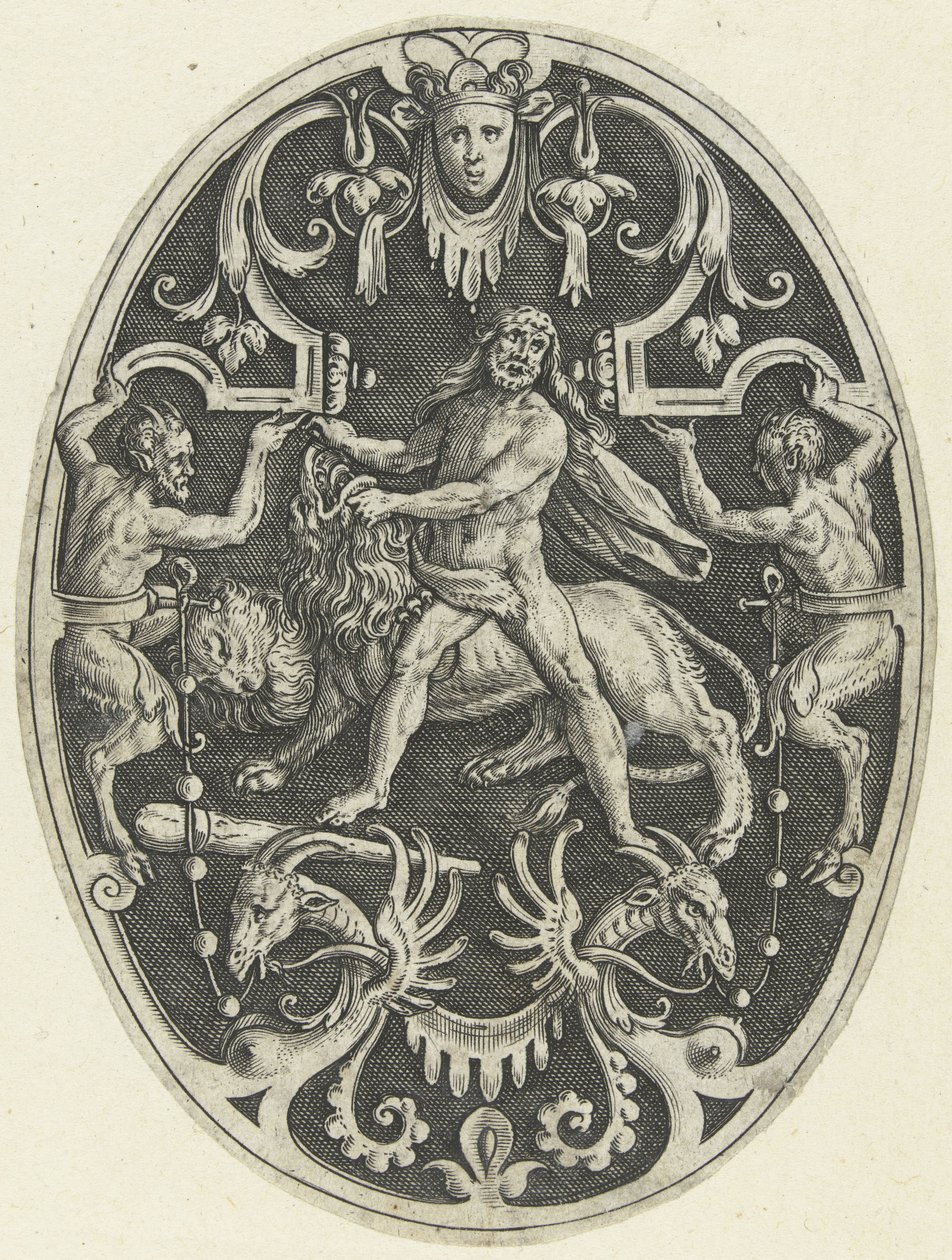 Flat Decoration: Hercules and the Nemean Lion by Gerard de Jode