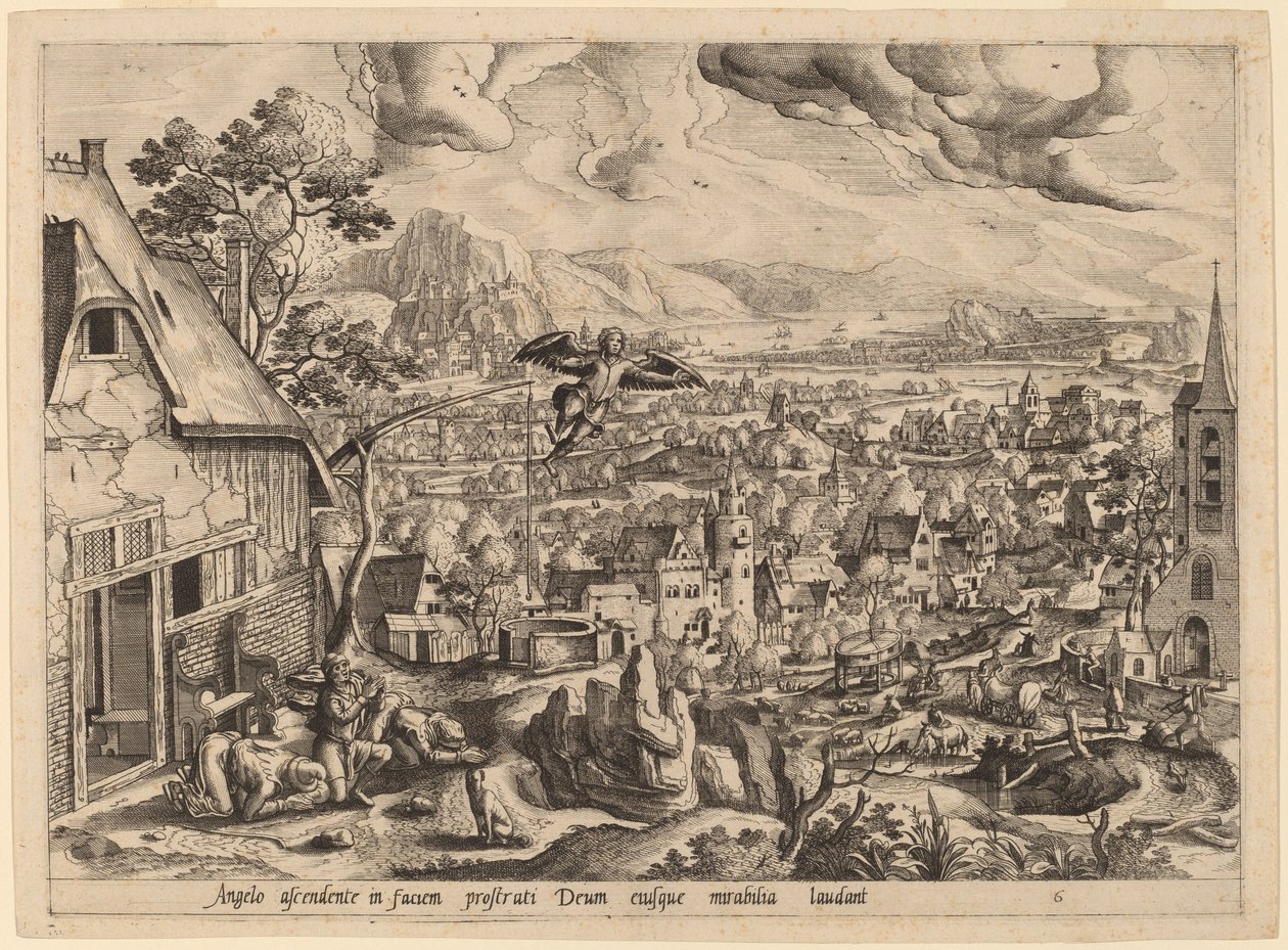 The Angel Leaves Tobias and His Family by Gerard de Jode after Hans Bol