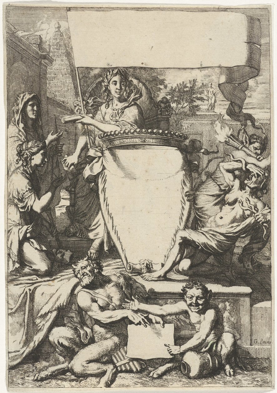 Cartouche Surrounded by Allegorical Figures by Gerard de Lairesse