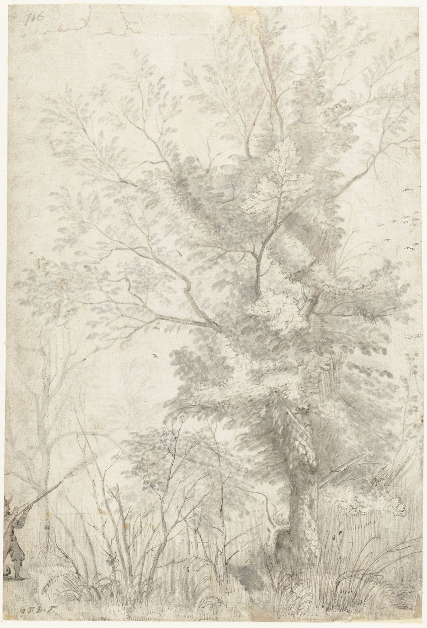 Forest of the Villa Madama Outside Rome, with a Hunter Shooting by Gerard ter Borch