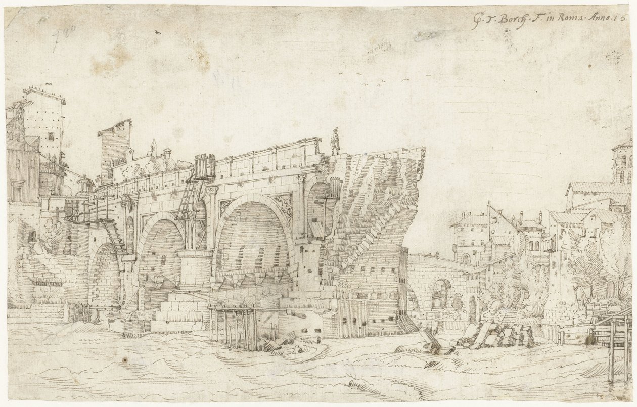 Ponte Rotto over the Tiber, Rome by Gerard ter Borch