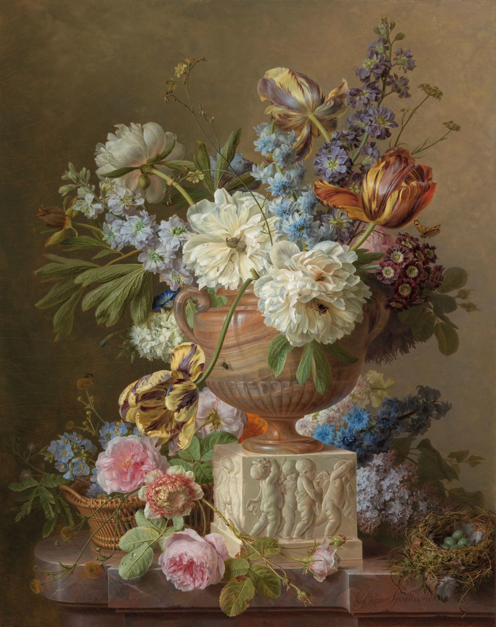 Flower Still-life with an Alabaster Vase by Gerard van Spaendonck (signed by artist)