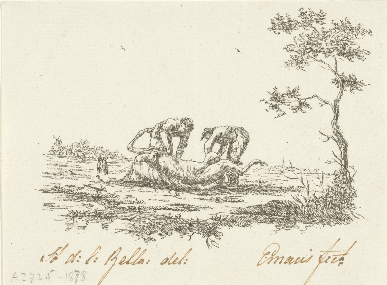 Two Horse Skinners by Gerardus Emaus de Micault (signed by artist)