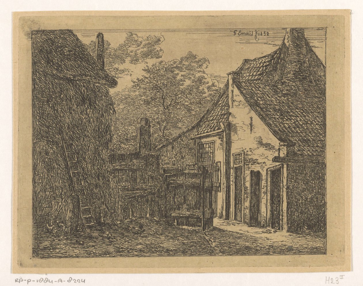 Farm with Haystack by Gerardus Emaus de Micault